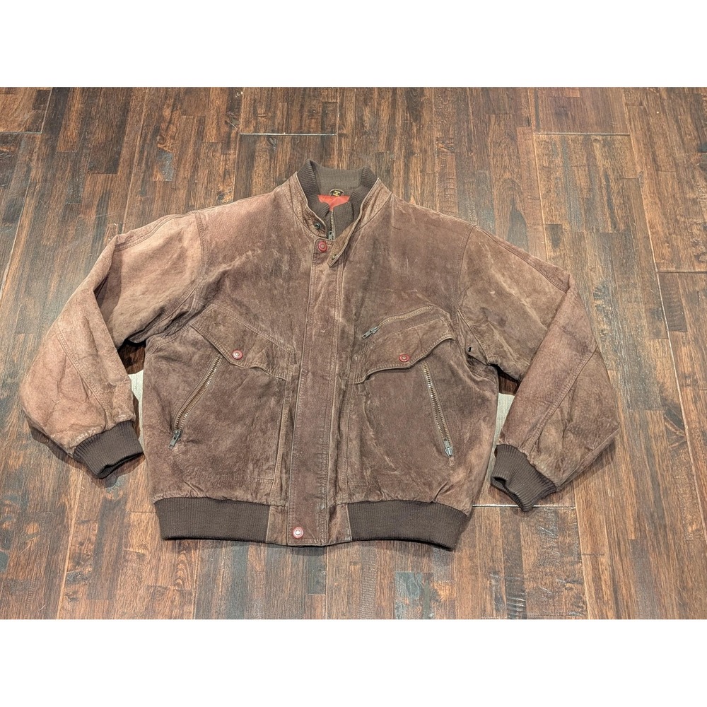 Vintage 80s St. John's Bay Suede‎ Leather Bomber Mens XL Jacket Faded Soft